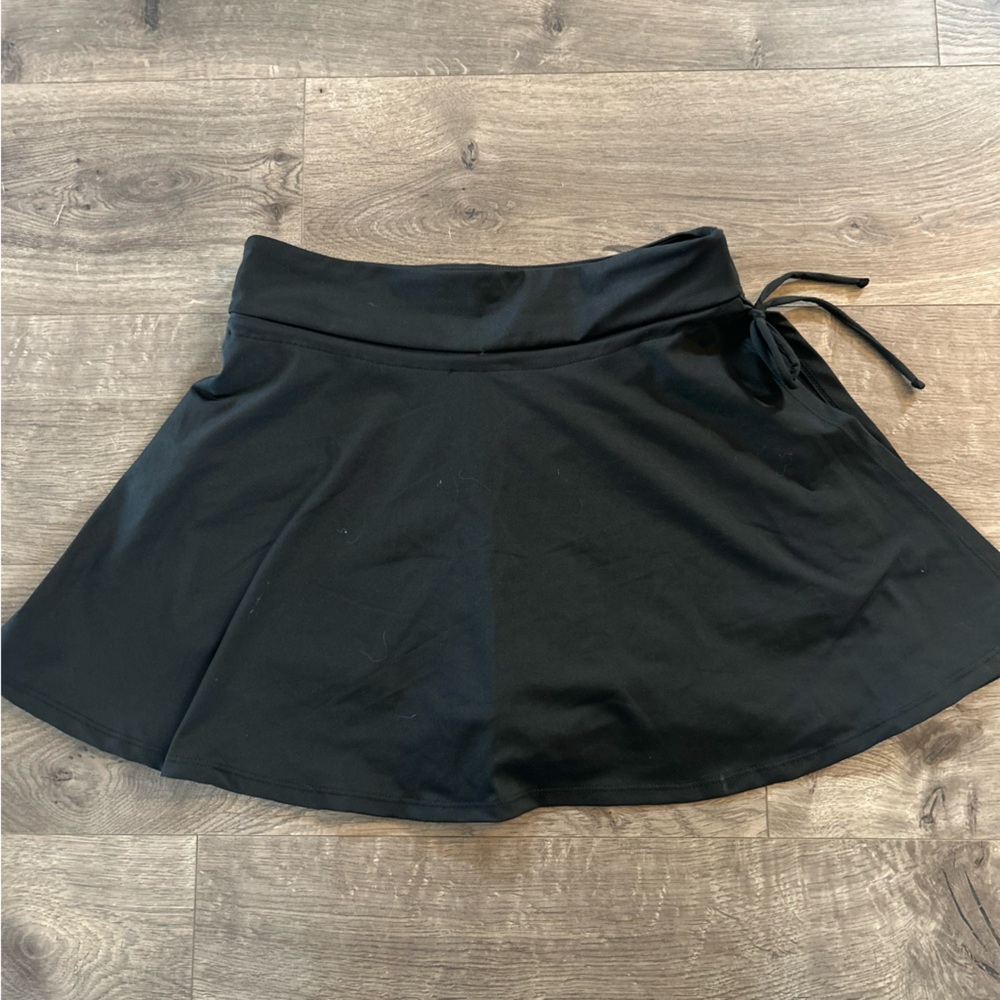 Thrifted Black Mini Skirt with Tie Detail